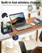 Desk Organizer with Wireless Charger, Digital Clock, Thermometer & Hygrometer - Multi-Functional Pencil Holder, Office Desk Accessories Storage Caddy for Home, Office, Men, Women (Battery Included) - Image 2