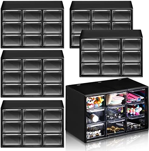 Amyhill 6 Pcs Mini Drawer Organizer Small Organizer with 9 Drawers Plastic Desktop Craft Storage Box for Office Home Room Jewelry Cosmetics Collection(Black) by Amyhill