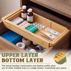 Yookeer 4 Pcs Expandable Drawer Organizer Adjustable Hanging Deep Drawer 11.4'' to 18.1'' Bamboo Wood Dividers Storage Tray for Desk Kitchen Bedroom Bathroom Office Supplies - Image 7