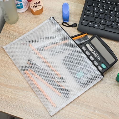20pcs Mesh Zipper Pouch Bags, Multipurpose Waterproof Organization Storage Bag for Office School Home Travel (B5 Size 11.4''x8.2'', White and Black) - Image 5