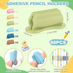 Sherr 48 Pack Adhesive Silicone Pencil Holders Bulk for Desk,Wave,Morandi - Image 2