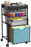 SWTYMIKI Rolling File Cart with Drawers - 4 Tier Under Desk Storage Craft Rolling Organizer Cart - Office Storage &Organization, Mobile Metal Filing Cabinet for Office and Home Black by SwtyMiki-TidyHomeSweetLife