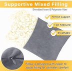 1 MIDDLE ONE 2 Pack Small Pillow, 16 X 12 Inches, Memory Foam Mini Pillow for Travel, Camping, Sleeping, Nap and Neck, Knee, Lumbar Support, Tiny Cushion for Pet, Dogs (Grey) - Image 3