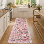 DUKINO 2x7 Runner Rug for Hallway, Washable Runner Rug Non Slip, Pink by DUKINO