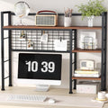 Desk Shelf,38.6" Desk Organizer Shelf,Wooden Desk Hutch for Computer Monitor,4 Tier Desk Display Rack with Pegboard Hooks Set for Home Office Dorm Storage,UXBZJ101Z by Unknown