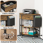 YAOHUOO Corner Printer Stand, Corner Table with Power Outlet/Fabric Drawer - Image 5