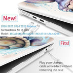 Mektron for 2026/2025/2024/2023 MacBook Air 15 INCH M5 A3448 /M4 A3241 /M3 A3114 /M2 A2941 Case, Printed Plastic Hard Shell Cover with 15.3" Liquid Retina Display Touch ID, Cute Turtle - Image 2