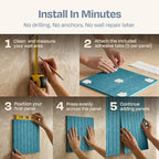 X-Large Cork Board Alternative 12-Pack Felt Bulletin Board Thick and Decorative Pin Board for Home Office Walls 47.24 x 35.43 Inches with 72 Adhesive Tabs - [Light Turquoise] - Image 5
