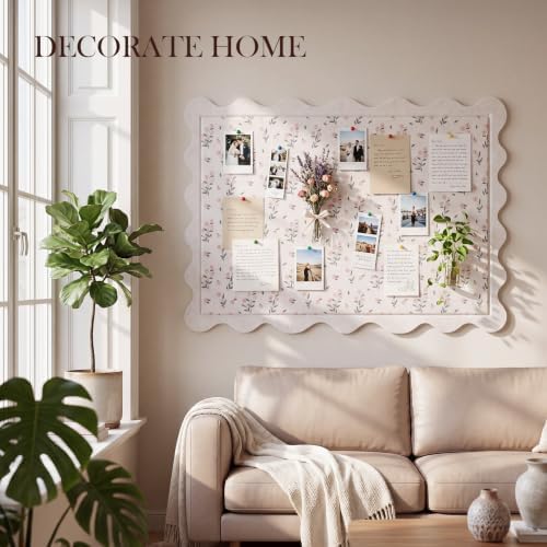 Oat Color 36 x 24 Inch Scalloped Felt Bulletin Board, Primrose - Image 5