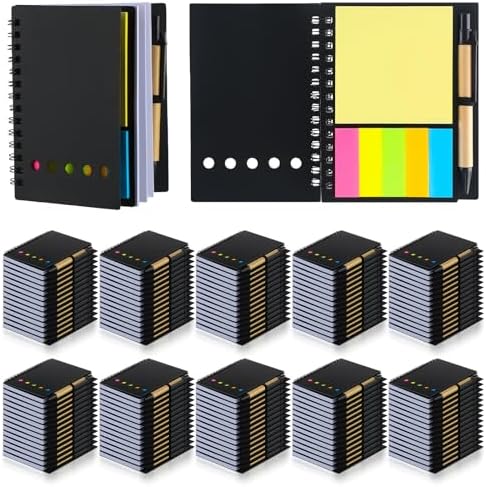 Qilery 150 Pack Lined Spiral Notebook Bulk Small Notepad and Pen Set by Qilery