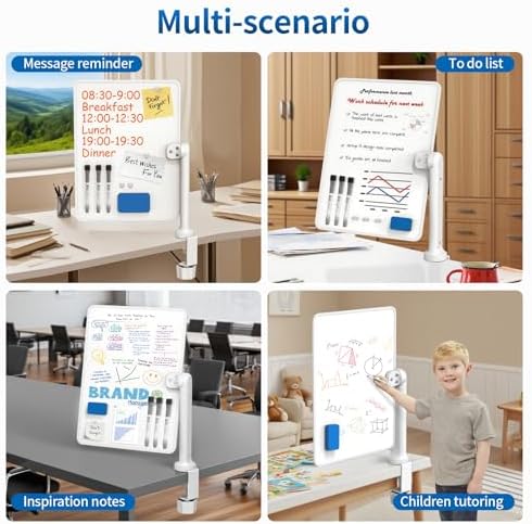 16x12 Clamp-On Desk Whiteboard, Double Sided Magnetic Dry Erase Memo Board - Image 5