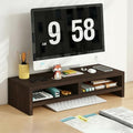 Solid Wood Monitor Stand Riser & Laptop Stand Desk Organizer - Office Accessories for PC Workspace, Computer Organization, Countertop Hutch Dark Brown Log 19.7x7.9x5.2in with divider by Unknown