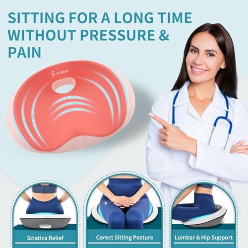 FLORICH Seat Cushion Lumbar Support Pillow for Office Chair, Car Lower Back Support, Ergonomic Desk Chair Pillow for Butt and Back Support of Memory Foam Seat Pad(Blue Pink) - Image 3