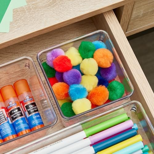 iDesign Plastic Drawer Organizer Bins, Set of 6, Clear - Image 5