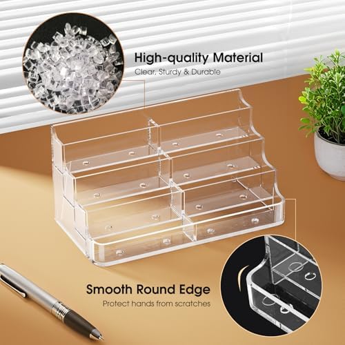 MaxGear 4 Pack Acrylic Business Card Holder, Card Display Stand, 8 Pockets - Image 4