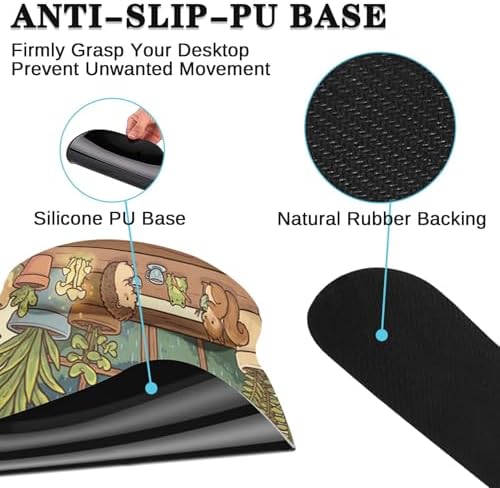 Arttown Keyboard Mouse Pad Set, 4 in 1 Desk Mat Set Kawaii Mushroom - Image 5