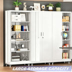 Superday Garage Storage Cabinet with Wheels，73" H Metal Storage Cabinet with Doors and Adjustable Shelves, Lockable Steel Utility Tool Cabinets for Garage, Home Office, Kitchen(White) - Image 3