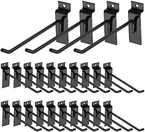 HARFINGTON 60pcs Slat Wall Hooks 10" Length Metal Pegboard Panel Display Wall Hanging Hook and Hanger for Garage, Retail, Shop, Supermarket, Black by HARFINGTON