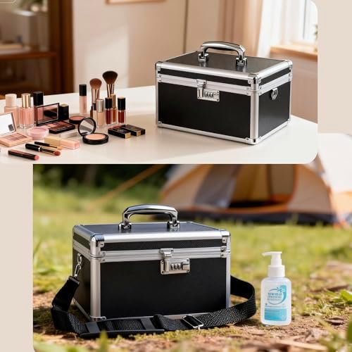 Black Medication Combination Lock Boxes with Code for Personal Items, Medicine Lockbox for Documents 12.8 x 7.6 x 8.27 Inches Colorful Medium - Image 5