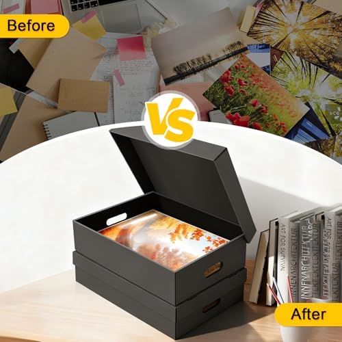AOBOPLE 6 Pack Photo Storage Box,9" x 12" x 4" Archival Storage Box with Lids,Protective Storage Box for Photo,Pictures,9x12 Documents, Keepsakes and Jewelry Home and Office Organizer - Image 5