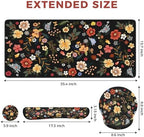 iCasso Desk Cover Mat, 4in1 Floral Large Mouse Pad with Wrist Rest - Image 2
