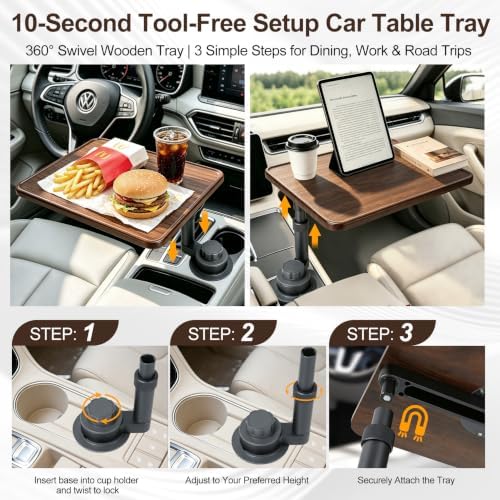 Car Desk for Laptop, 360° Swivel Height-Adjustable Cup Holder Laptop Mount - Image 5