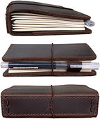 Travelers Notebook Cover with Inner Pockets, Card Slots and Pen Holder, Passport Size, Dark Brown - Image 6