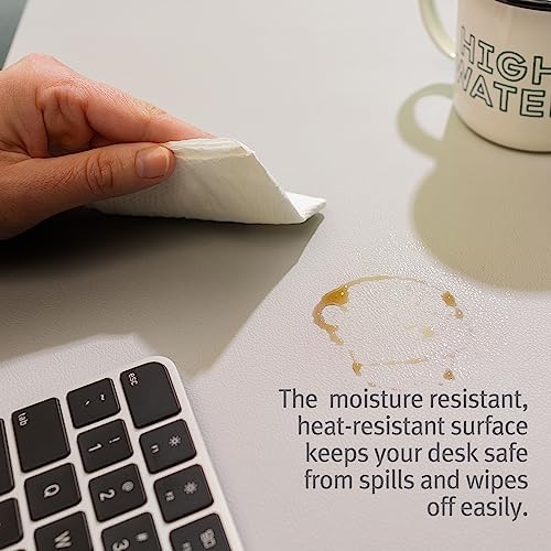 Twelve South Sustainable Leather Large Desk Pad - Desk Mat for Computer, Mouse Traction Surface, Desk Protector, Large Mouse Pad, Moisture and Heat Resistant, Non-Slip Desk Pad, Spill Resistant, Grey - Image 4