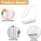 2 Pack Acrylic Magazine File Holder with Handle, Plastic Desk Organizer - Image 4