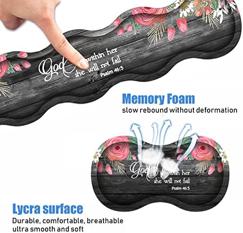 Ergonomic Keyboard Wrist Rest & Mouse Pad Wrist Rest Set,Large XXL Gaming Desk Mat 31.5"x 11.8",Non-Slip Base, Memory Foam,Easy Typing Pain Relief for Office & Home,Floral Quote Bible Verse Psalm 46:5 - Image 4