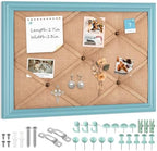 Pinkunn 13"×17" Linen Fabric Bulletin Board with Ribbon Wall Decor, Blue by Pinkunn