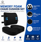 2-in-1 Memory Foam Seat Cushion & Lumbar Support Set | Ergonomic Office Chair Cushion for Tailbone, Sciatica & Help Back Pain Relief | Non-Slip Coccyx Pad, Washable Cover, Adjustable Strap - Image 4