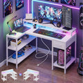 OLIXIS 47 Inch L Shaped Gaming Desk with LED Lights, Storage Shelves by OLIXIS