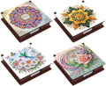 4pcs Mandala Flowers Diamond Art Painting Note Box for Adults, Wooden DIY Sticky Notes Holder Kit with 640 Blank Notepads, Multi-Purpose Desk Organizer for Home Office, Study Thoughtful Gift by Unknown