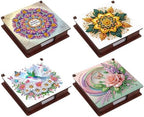 4pcs Mandala Flowers Diamond Art Painting Note Box for Adults, Wooden DIY Sticky Notes Holder Kit with 640 Blank Notepads, Multi-Purpose Desk Organizer for Home Office, Study Thoughtful Gift by Unknown