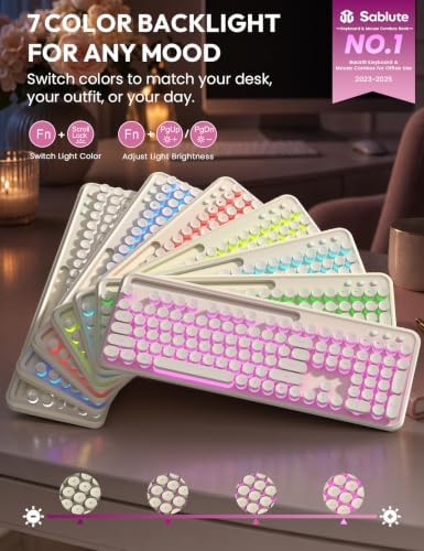 Wireless Keyboard and Mouse, Backlit Typewriter with Magnetic Wrist Rest - Image 2