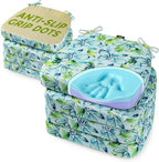 SUNROX Cooling Gel Memory Foam Chair Cushions, 2.6" Thick U-Shaped Dual-Layer Comfort Dining Chair Pads, Non Slip Seat Cushion with Ties for Indoor Kitchen Office 17"x16" Set of 8, Aqua Pilea Notata by SUNROX