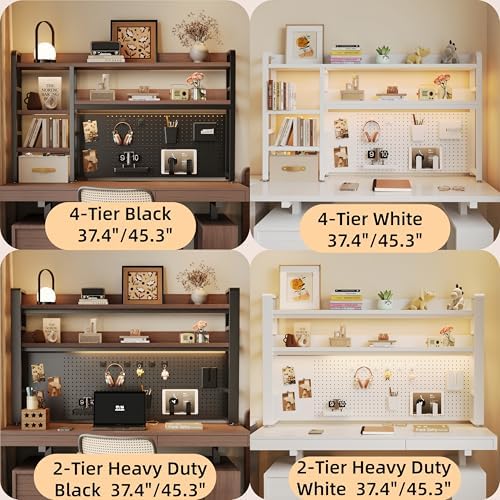 Desktop Hutch Bookshelf, 4-Tier Metal Desk Shelf for Top of Desk - Image 4