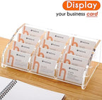 HeZone Business Card Holder Display for Desk Muitiple, Clear Acrylic Business card Stand Rack for Women and Men 12 slots 4Tier, Organize 600 cards (12 Slots - Image 2