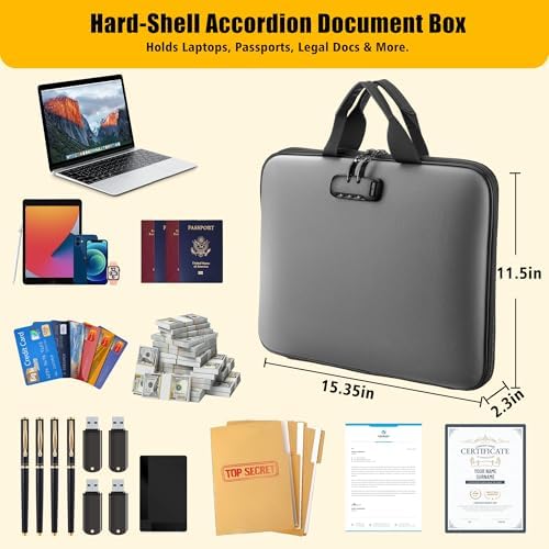 facka Fireproof Document Organizer Box with Lock, 13 Pocket Safe File Bag - Image 2