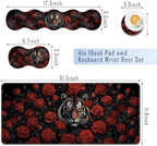 TGFEWYTJYJ Extended Gaming Mouse Pad,Memory Foam Ergonomic Keyboard Mouse Wrist Rest Support Set,Large Desk Mat with Stitched Edges,Non-Slip Base Mousepad Home Office,Tiger Rose Flowers - Image 2