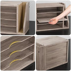 Wooden Mail Organizer, Desk Organizer with 3 Adjustable Shelves - Image 4
