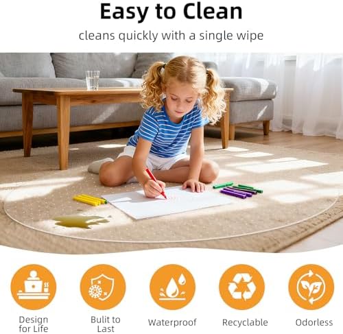 Office Chair Mat for Carpet - 36x36 Inch Plastic Computer Desk Floor Protectors for Chairs Clear Under Desk Rug Pad for Rolling Gaming Chair - Image 3