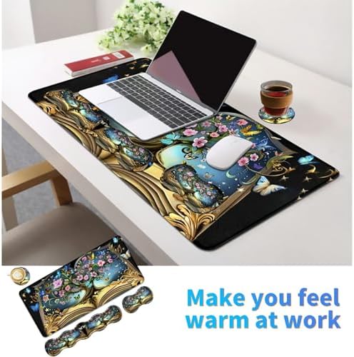 4Pcs Memory Foam Keyboard Wrist Rest Desk Mat Set, Book Tree - Image 6