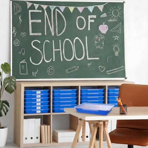 Tinlade 6 Pcs Classroom Paper Storage Bins with Lids, 13x10, Blue - Image 4