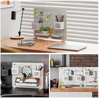 PEGZONE Clamp on Desk Pegboard, 16.5" x 12.6", with 10 Accessories, White - Image 3