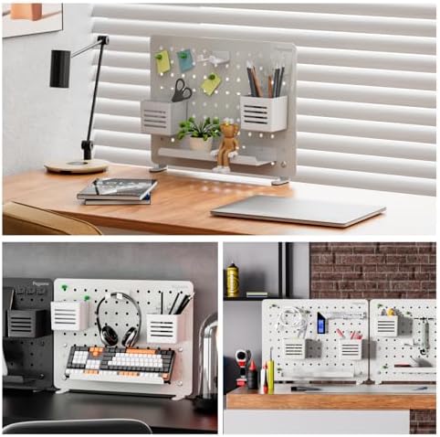PEGZONE Clamp on Desk Pegboard, 16.5" x 12.6", with 10 Accessories, White - Image 3