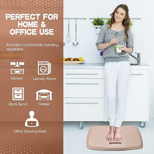 3/4 Inch Portable Anti Fatigue Standing Mat with Massage Points, Comfort Foot Standing Pad for Office Desk with Handle, Cushioned Kitchen Mat for Office & Home (Rose Gold, 17" X 22") - Image 5