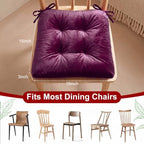 Geetery 4 Pack Velvet Chair Cushions for Dining Chairs, 16" x 16" Soft Velvet Chair Pads with Ties Comfy Solid Seat Cushion Party Home Office Living Room Outdoor Indoor (Purple) - Image 3