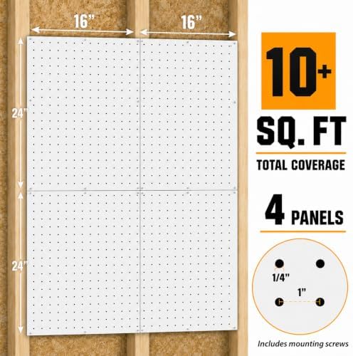 WallPeg Pegboard Kit - 4 Each 24"x16" White Pegbaord Panels - Made in The USA - Image 2